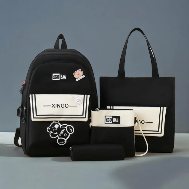 Рюкзак школьный для девочки XGO BAG 4в1 Черный