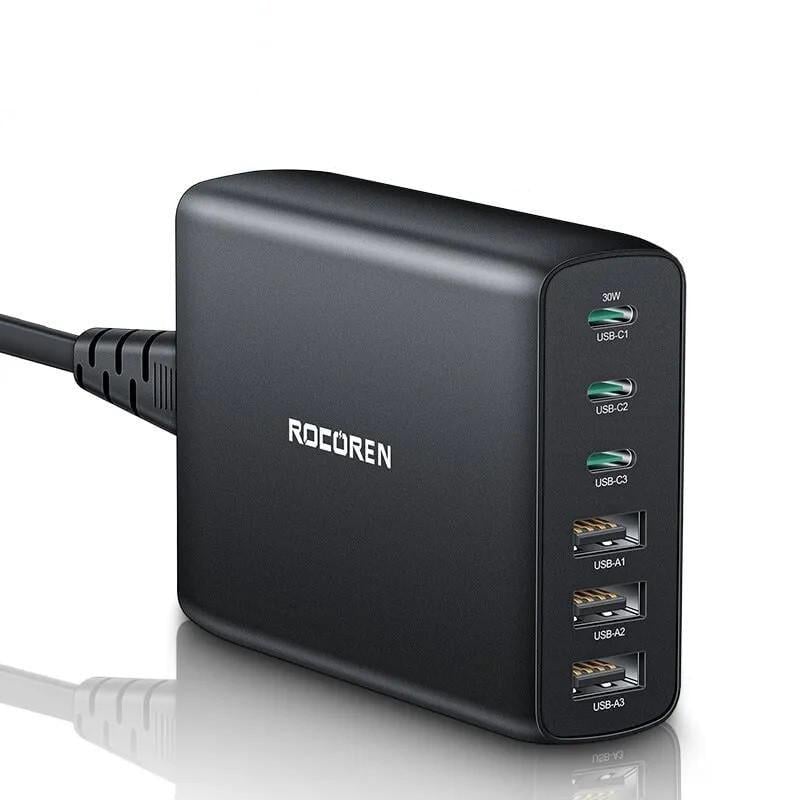 Зарядное устройство Rocoren Gan Desktop Charger 100w 3 Type-C/3 USB PD 30w (25397440) Зарядное устройство Rocoren Gan Desktop Charger 100w 3 Type-C/3 USB PD 30w (25397440)