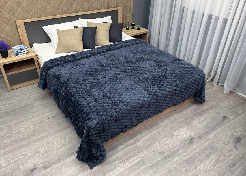 Покрывало на кровать Соты 200х230 см Темно-синий (87-123)