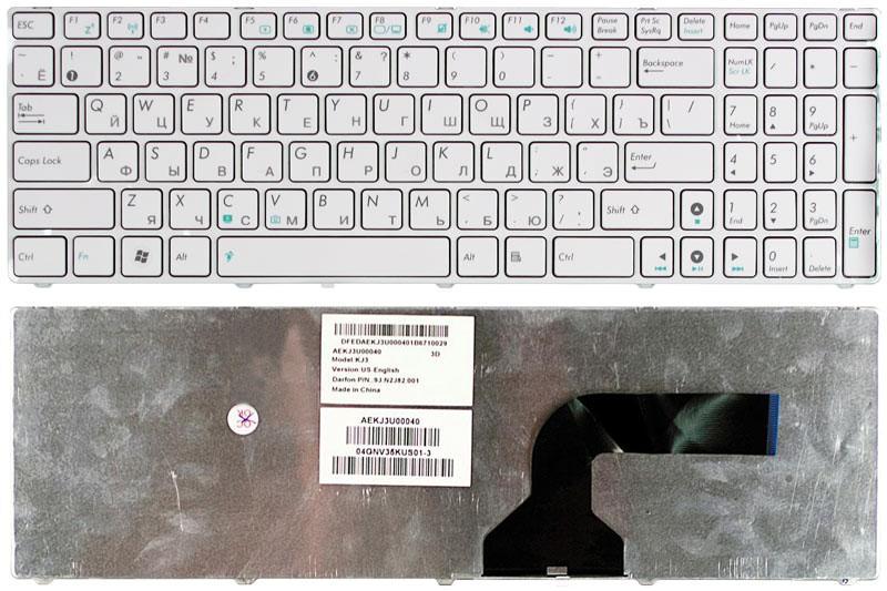 Клавіатура для ноутбука Asus K52 White Frame White Клавіатура для ноутбука Asus K52 White Frame White