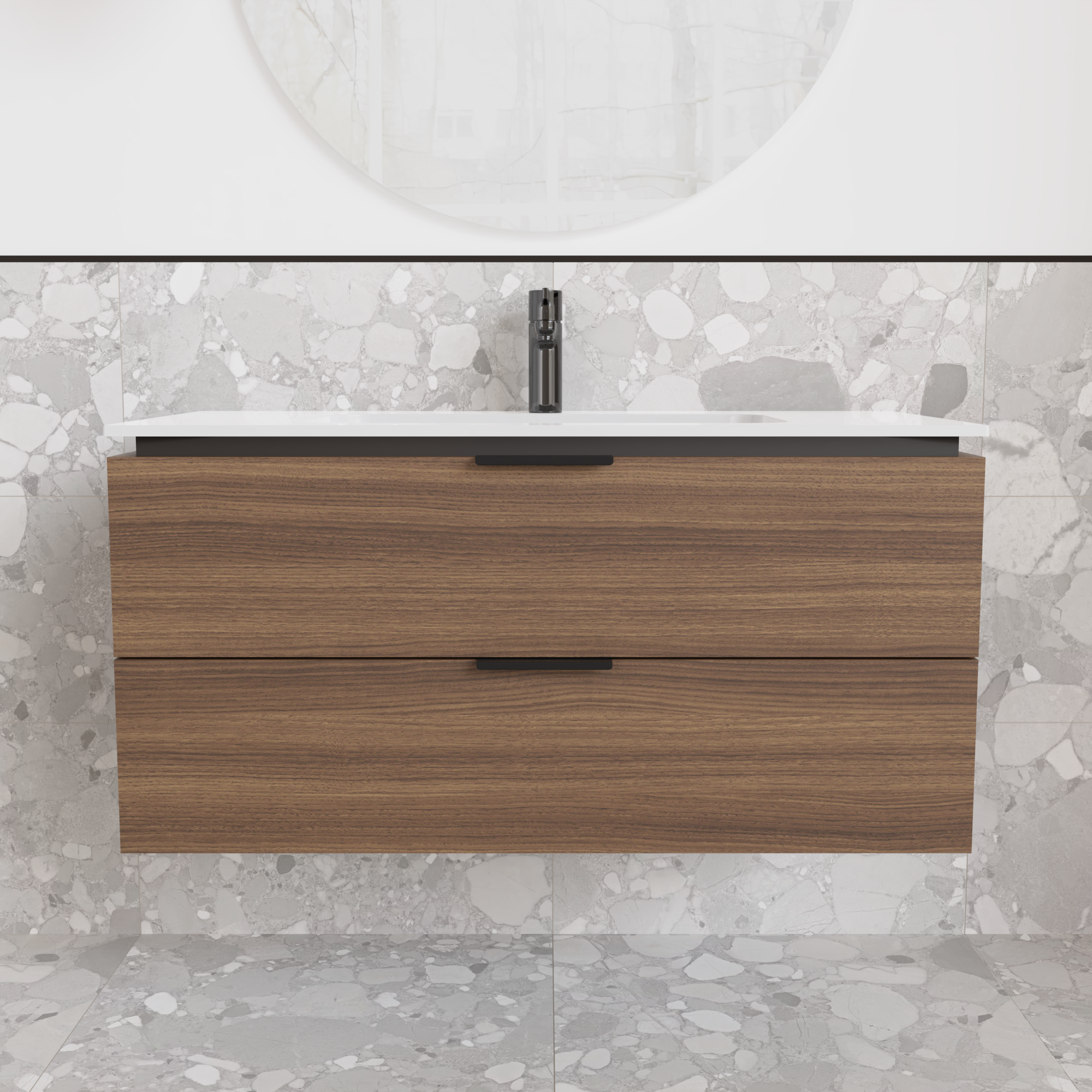 Тумба подвесная с раковиной MVK Vostok Icon 100 В2 1000х450х530 мм Орех Франклин Табачный (p2100kll)