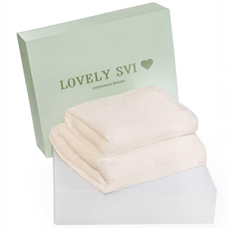 Набір рушників Lovely Svi жакард 2 шт. в коробці 70x140 см та 50x90 см Молочний (170226)