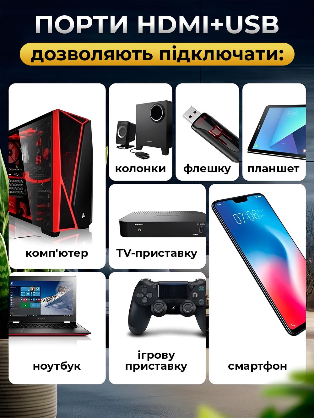 Проектор для будинку Andowl PR60X1 4k full hd wifi hdmi і usb Білий (996036a6) - фото 8