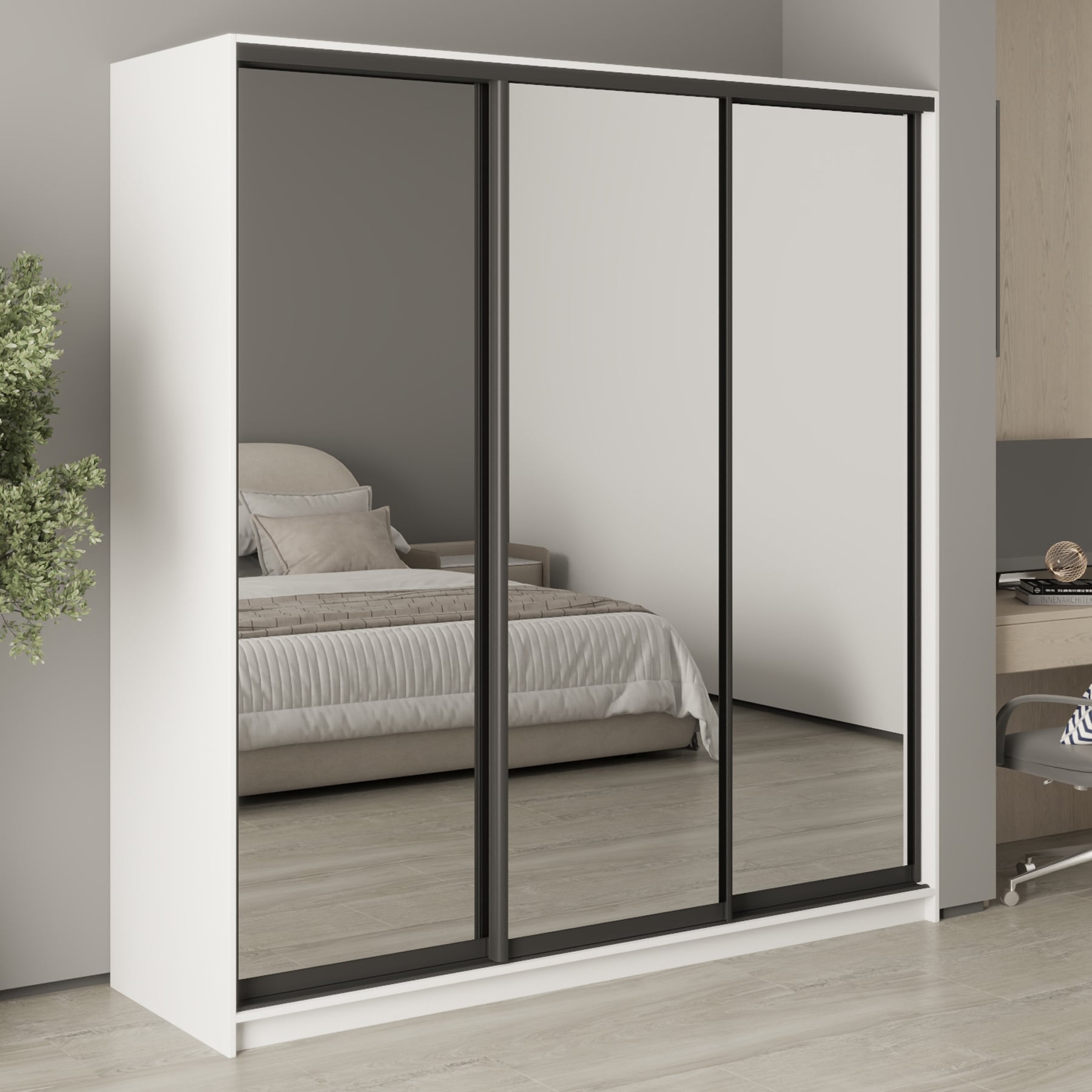 Шкаф-купе трехдверный Mebel Star Комбо BG MBS-9240 200х60х210 см Аляска белый (1009229) Шкаф-купе трехдверный Mebel Star Комбо BG MBS-9240 200х60х210 см Аляска белый (1009229)