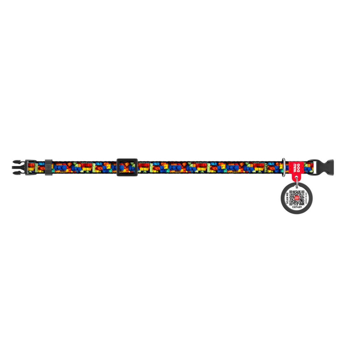 Ошейник для животных Waudog Nylon Блоки с QR-паспортом/пластиковым фастексом XS 10 мм/20-30 см (278-4056 Col)