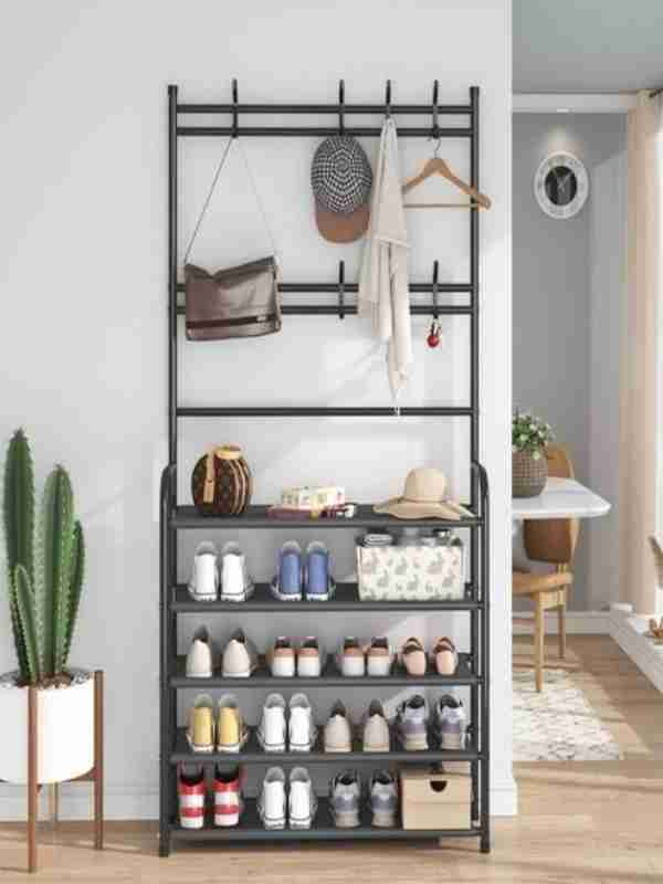 Вешалка для одежды New simple floor clothes rack 5 тканевых полок металлическая 171х60х29 см Черный (opt-102651)