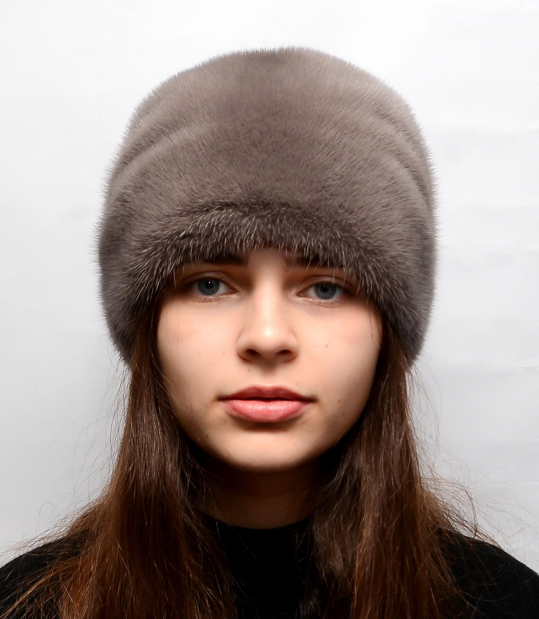 Женская кубанка Меховой стиль Пион из натурального цельного меха норки XL-XXL Капучино (065/A)