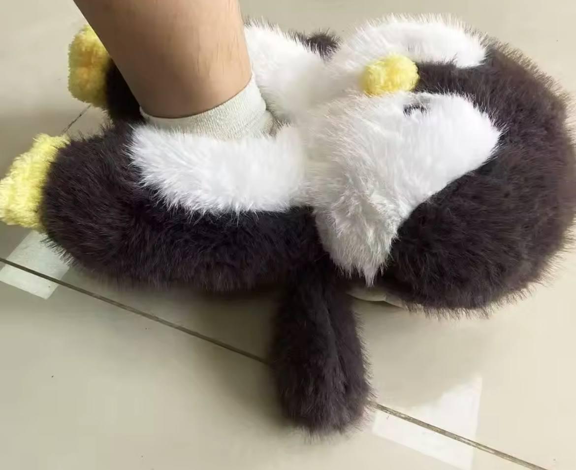 Домашние тапочки плюшевые Пингвины р. 36-37 Черно-белый (213189952852) - фото 4