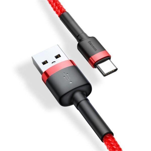 Кабель для быстрой зарядки BASEUS Cafule Cable USB to Type-C Quick Charge 3,0 3 A 1 м Red (CATKLF-B09) - фото 7