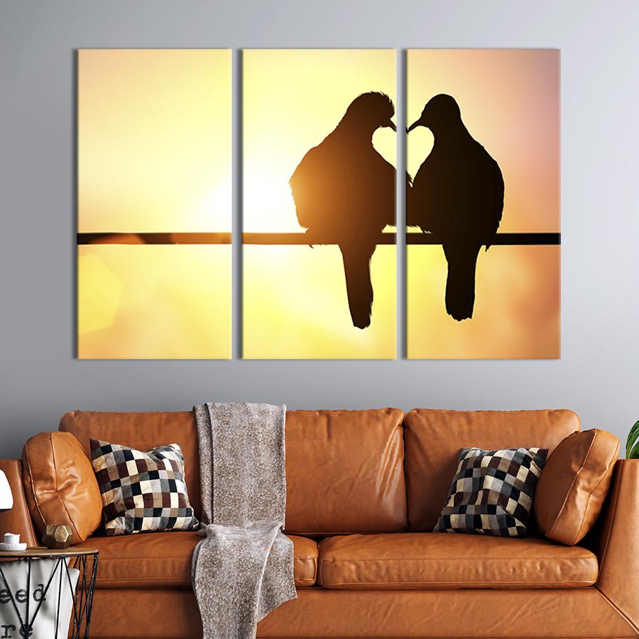 Модульная картина на холсте Триптих Пара голубей на закате 156x100 см (153-31)