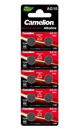 Батарейка AG10/LR1130/LR54/V10GA Alkaline 10 Camelion 1 шт. - фото 1