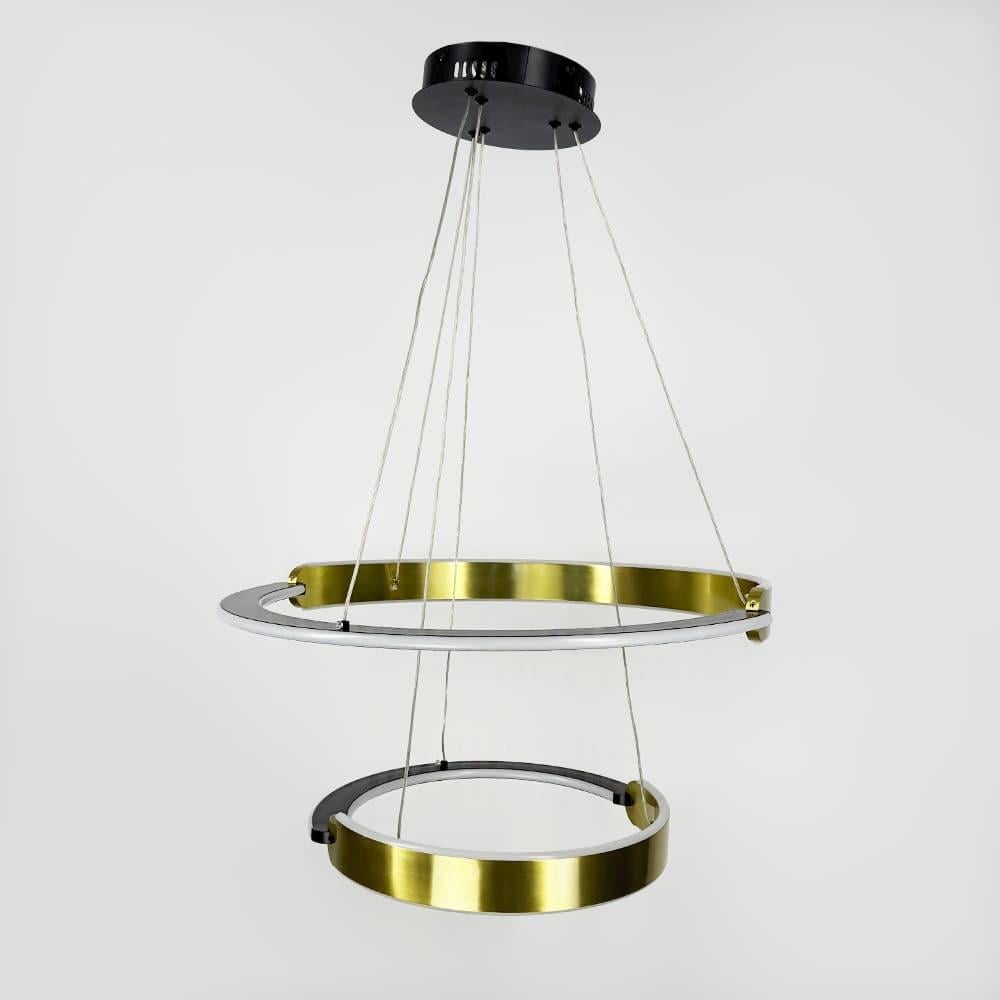 Люстра підвісна з двома кільцями 75Вт Ø 60/40 см Латунь/Чорний (MJ303-600+400 AB)