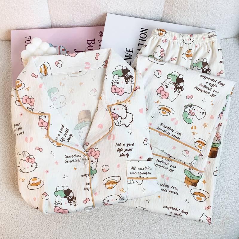 Пижама для девочки подростковая с принтом Hello Kitty из хлопка 152-160 см 10-13 лет Белый (10399) - фото 3 Пижама для девочки подростковая с принтом Hello Kitty из хлопка 152-160 см 10-13 лет Белый (10399) - фото 3