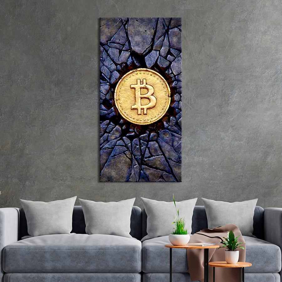 Картина на полотні Золота монета біткоїн 80x40 см (211VP_L) - фото 2