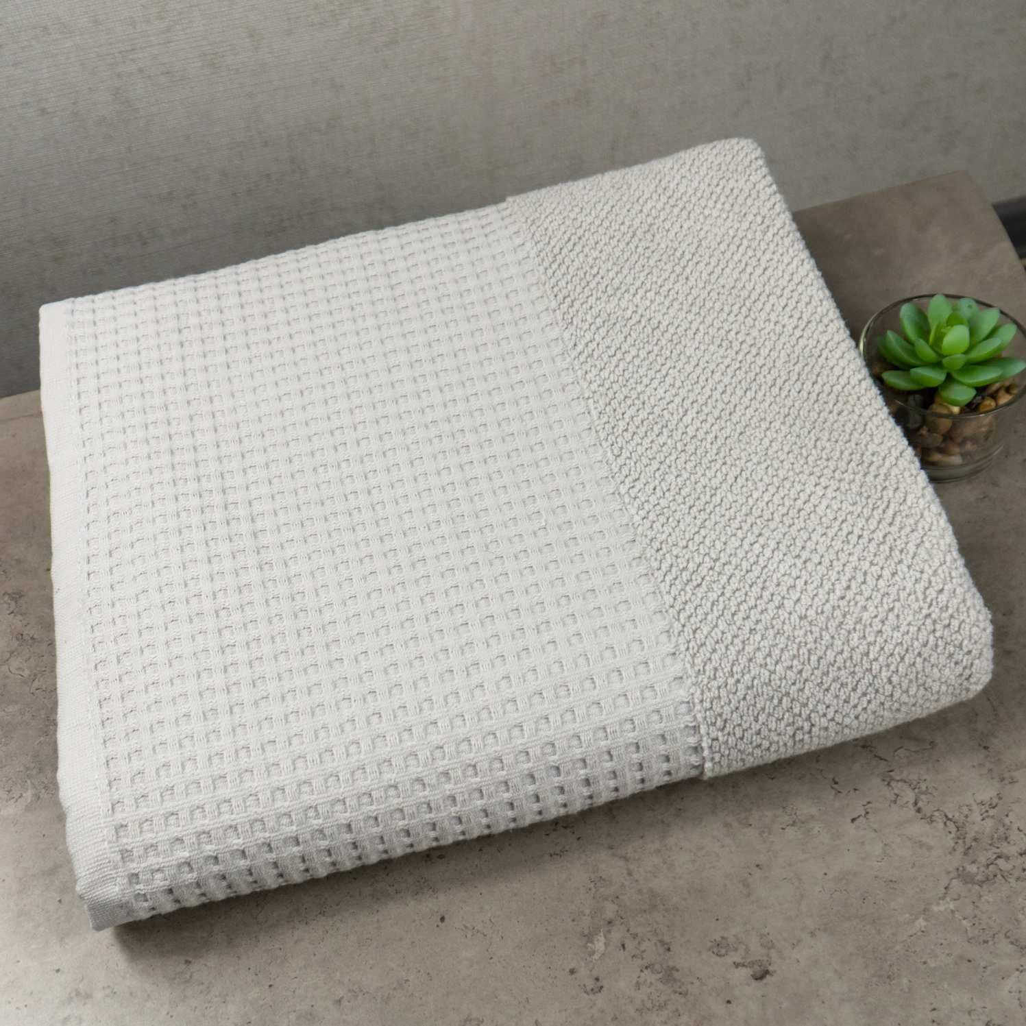 Полотенце банное GM Textile Вафельное Бордюр 450 г/м2 70х140 см Пепельный (500-140-vb-pepel)
