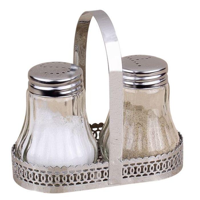 Набор для приправ GIPFEL стеклянные с крышками на стальной подставке 3 пр.10,5х5х10,5 см (9110)