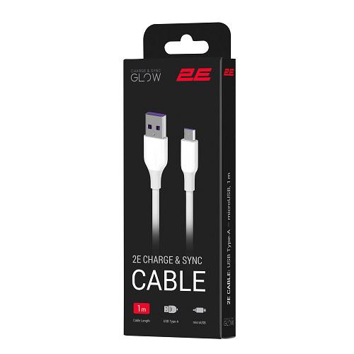 Кабель Glow 2E 2E-CCAM-WH USB-A-microUSB 1 м Білий (582389) - фото 4 Кабель Glow 2E 2E-CCAM-WH USB-A-microUSB 1 м Білий (582389) - фото 4
