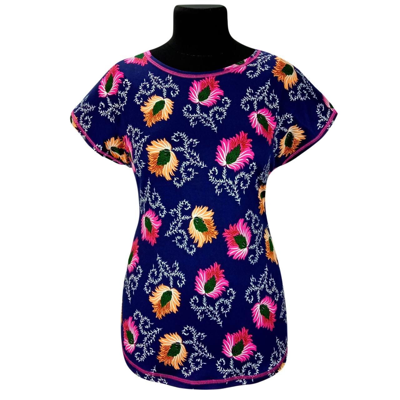 Блузка вискоза перьев р.56-58 Темно-синий (690)