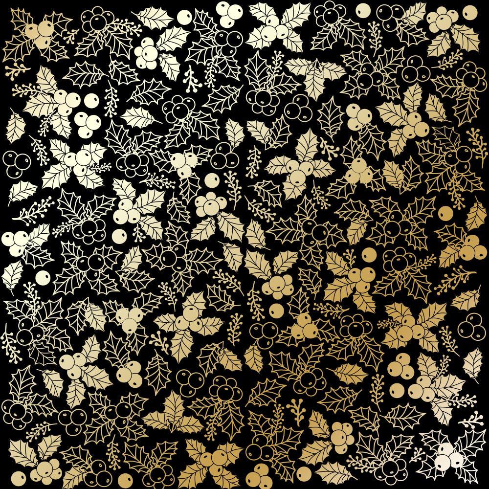 Лист бумаги односторонний Golden Winterberries с фольгированием 30,5х30,5 см Black