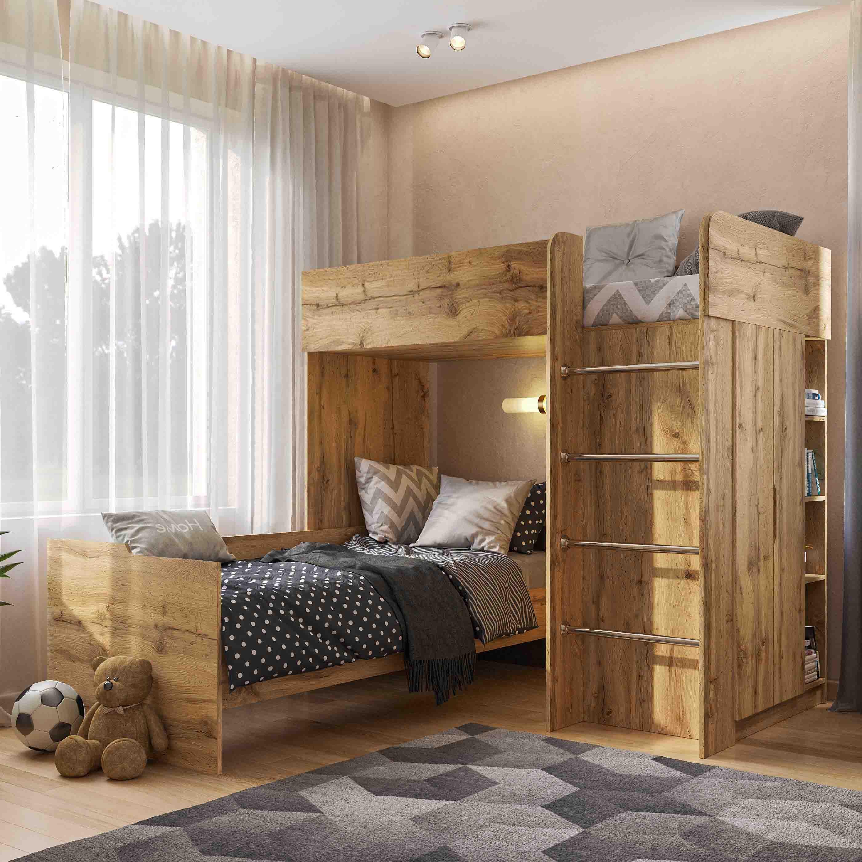 Комплект для детской BED-ROOM 3 две кровати и шкаф 1940x1020x1690 мм Дуб Тахо