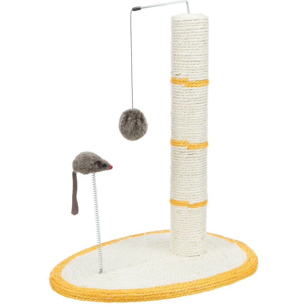 Когтеточка для кошек Trixie с мышкой на пружине 40х30х50 см Желтый (4306)