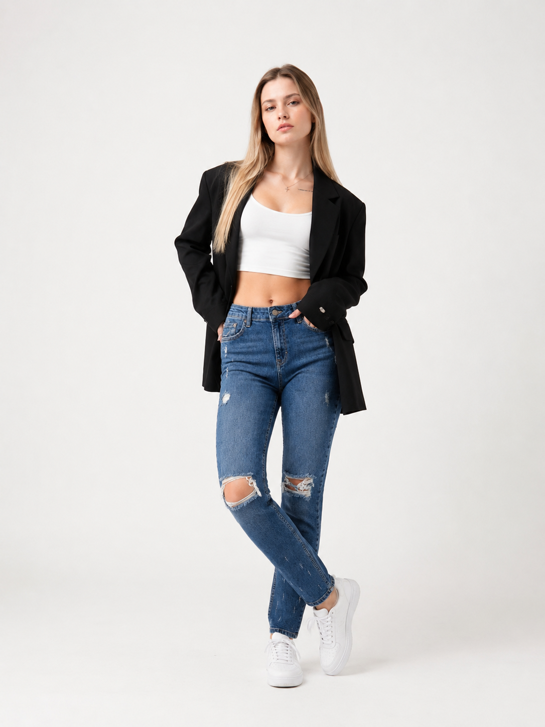 Джинсы женские Bershka р. 40 синий (26127621)