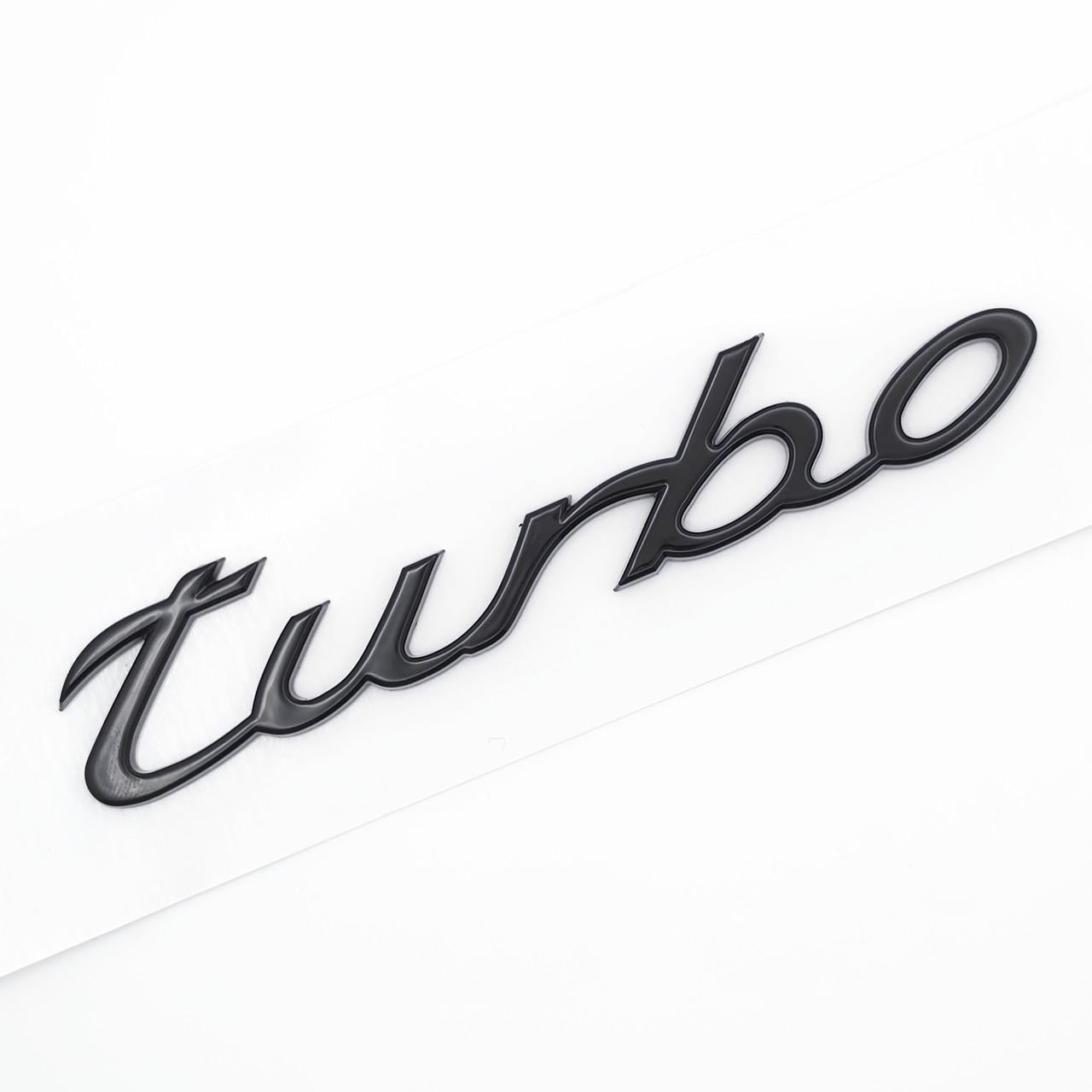 Емблема напис Turbo Porsche 11,5х2,6 см ABS Чорний глянець (3085367653)