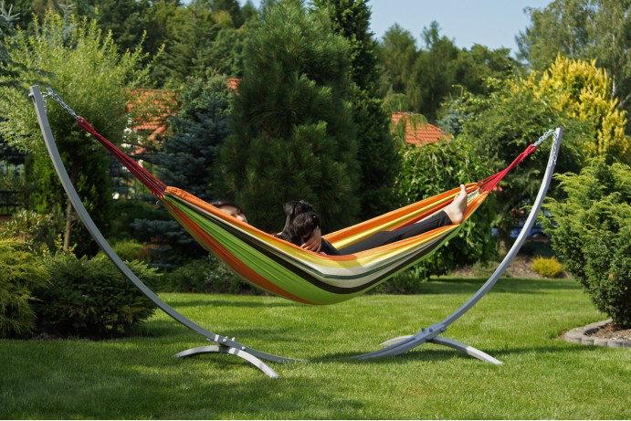 Гамак двомісний WCG з каркасом 220x160 см XXL Помаранчевий (100.000.002-03)