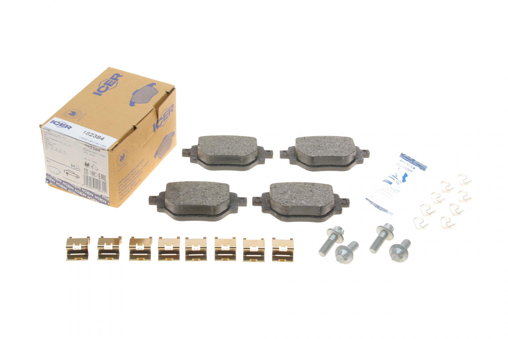 Колодки тормозные задние ICER Citroen C4 Cactus 14-/C-Elysee/Peugeot 301 12-/2008/Opel Corsa F 19- (182384)