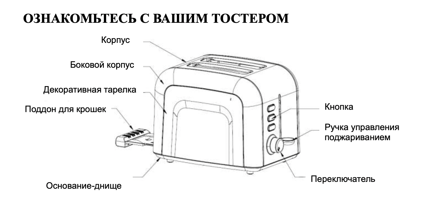 Тостер VOX TO-1020 850 Вт - фото 2