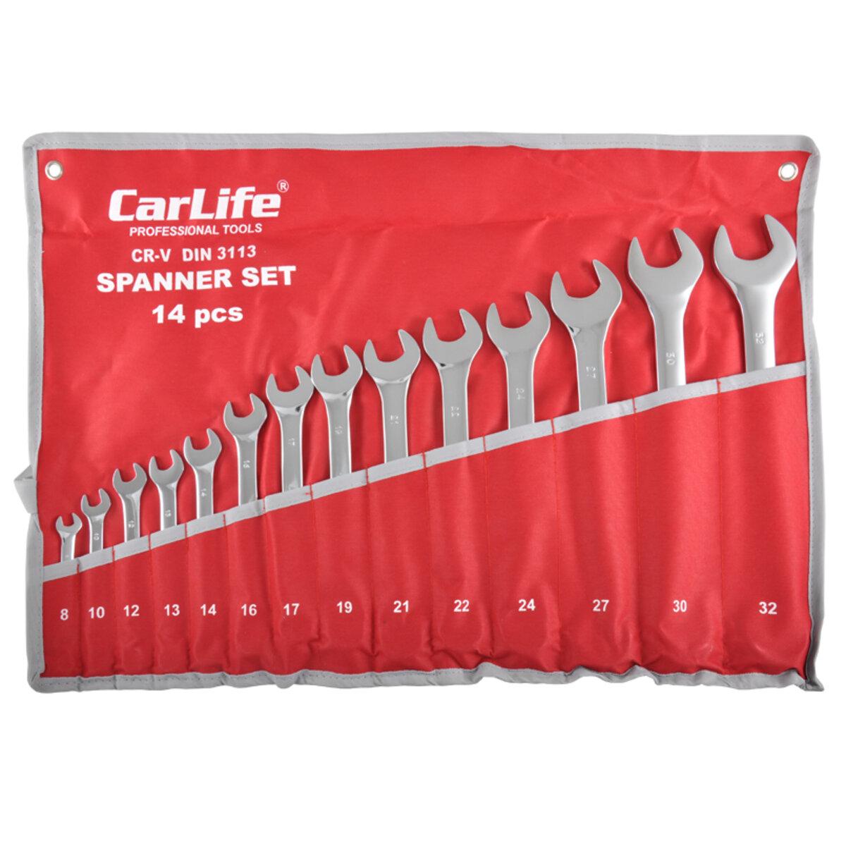 Ключи ручные для ремонта автомобиля Carlife CR-V 8-32 мм 14 шт. (WR4214) Ключи ручные для ремонта автомобиля Carlife CR-V 8-32 мм 14 шт. (WR4214)