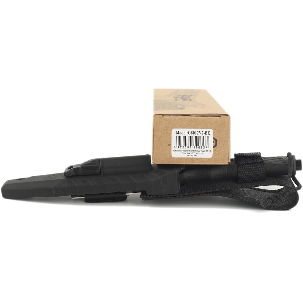 Нож охотничий Ganzo G8012V2-BK с паракордом Черный (A-016404) - фото 7 Нож охотничий Ganzo G8012V2-BK с паракордом Черный (A-016404) - фото 7