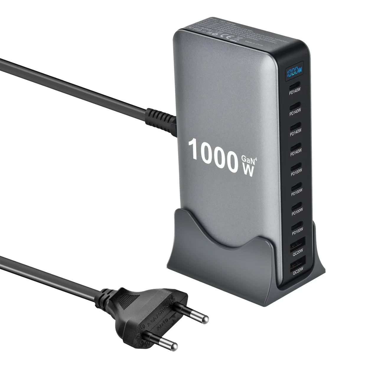 Зарядное устройство настольное YMX 1000W GaN PD3.1 140W QC3.0 20W 10 портов USB/Type-C