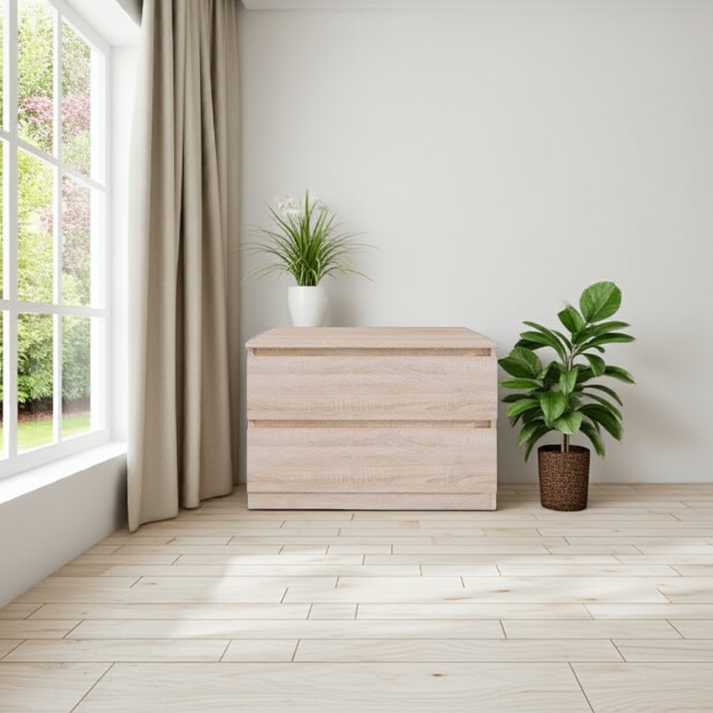 Комод MEBEX на 2 ящика 80х40х54,4 см Дуб Сонома (VM2B800DS) - фото 3 Комод MEBEX на 2 ящика 80х40х54,4 см Дуб Сонома (VM2B800DS) - фото 3