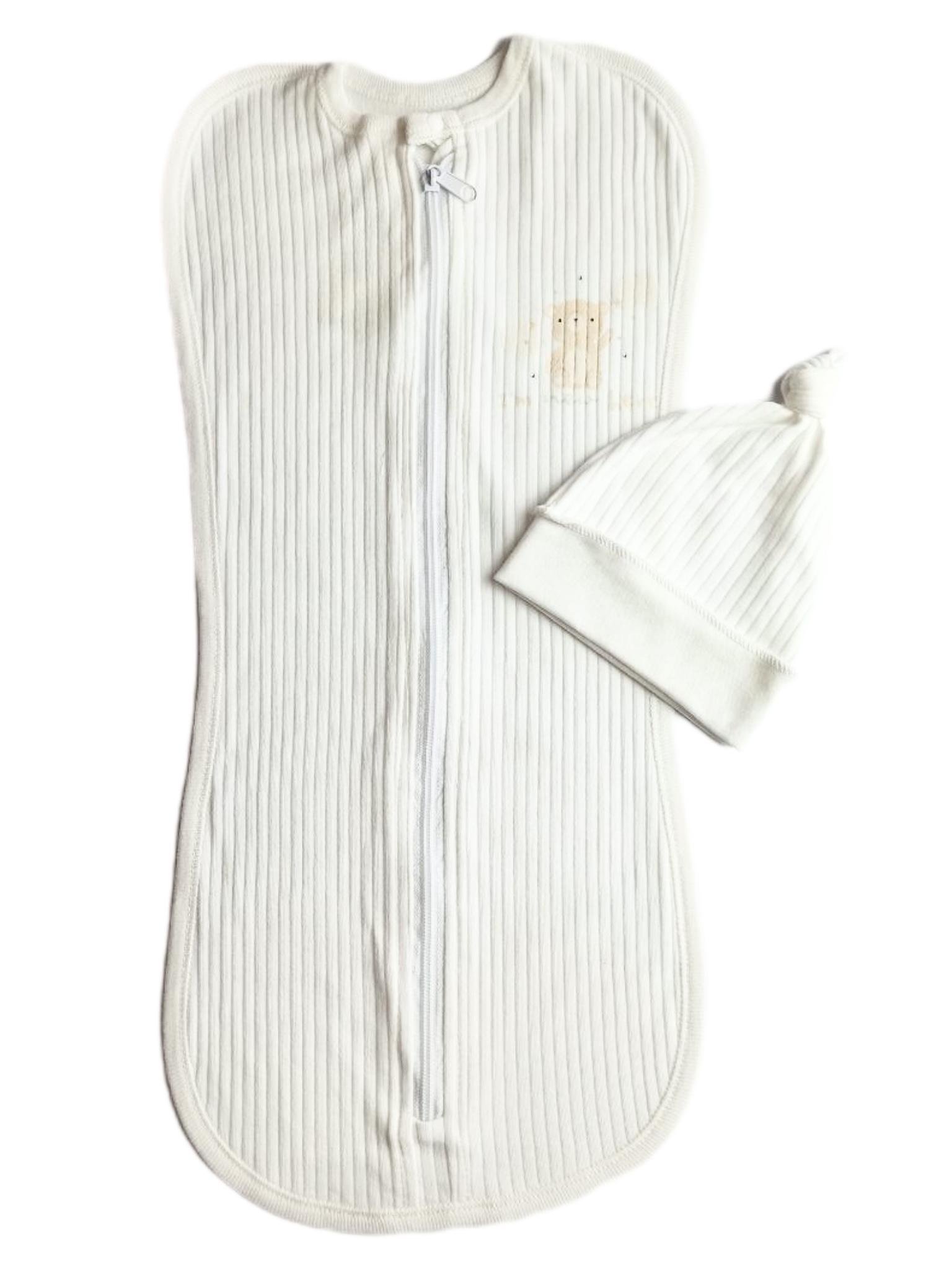 Пеленка кокон №98 на молнии с шапочкой 0-6 мес Молочный (27000265)