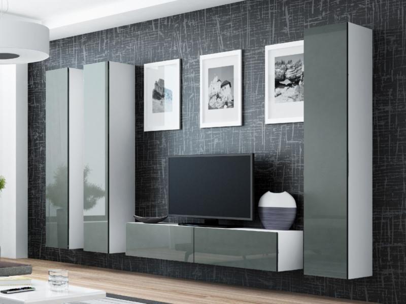 Стенка комплект Cama Vigo 1 из ламинированной ДСП без подсветки Белый/Серый