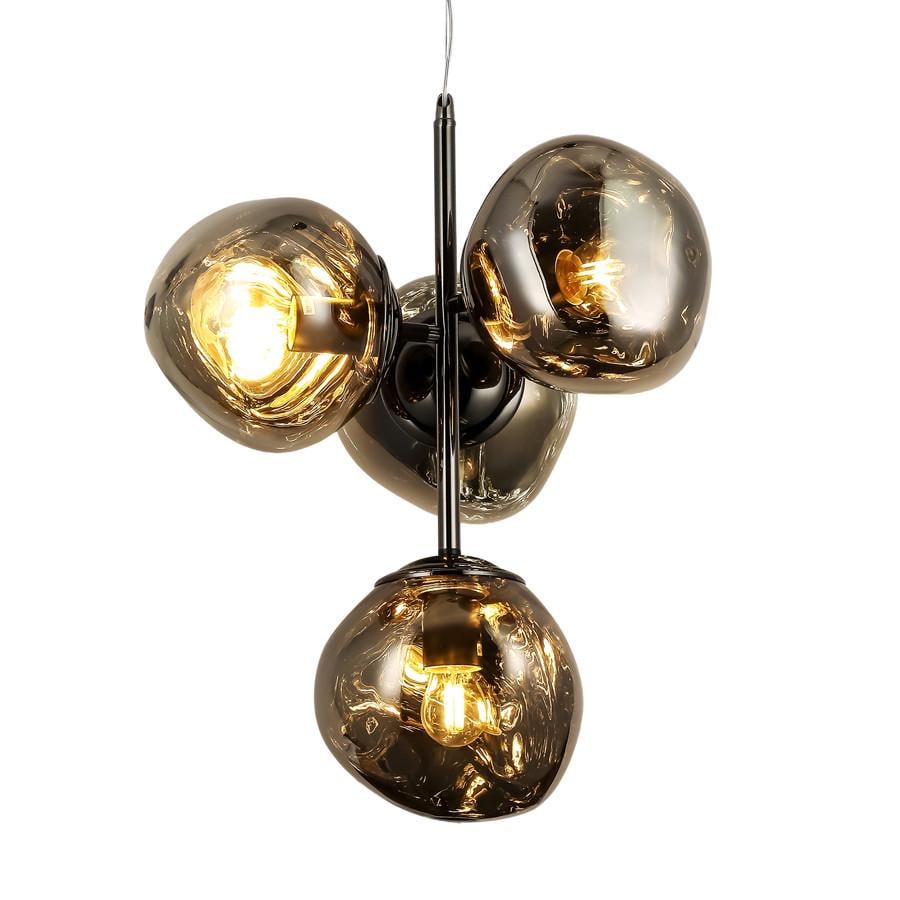 Люстра підвісна 793CH01-4 SMGY 180 E27 з 4 незвичайними плафонами Чорний/Хром - фото 3