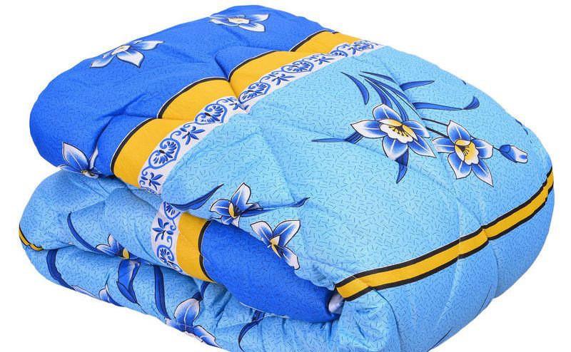 Одеяло двуспальное из овечьей шерсти Синий (18459)