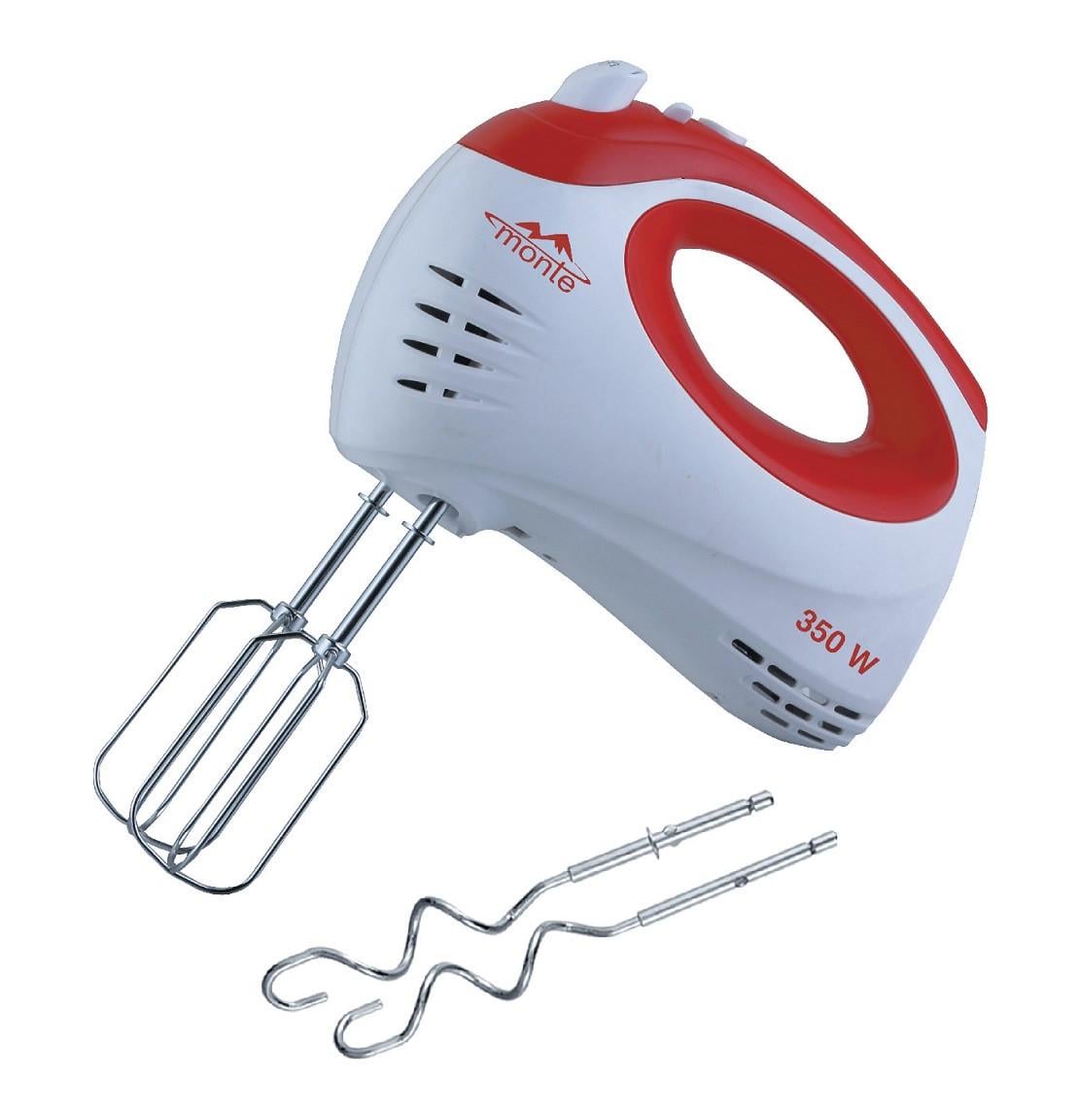 Міксер Monte MT-2004 350 Вт ручний 5 швидкостей/турбо віночки та гаки для замішування тіста Red