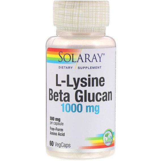 Аминокислота Лизин Solaray L-Lysine&Beta Glucan 1000 mg 60 вегатаренских капс. (000004529)
