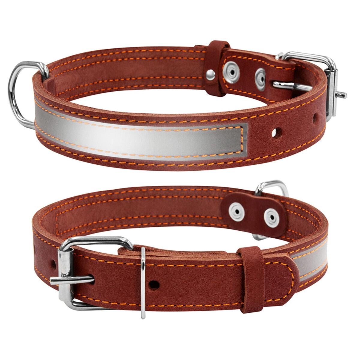 Ошейник Collar со светоотражающей лентой 20 мм/32-40 см Коричневый (01556)