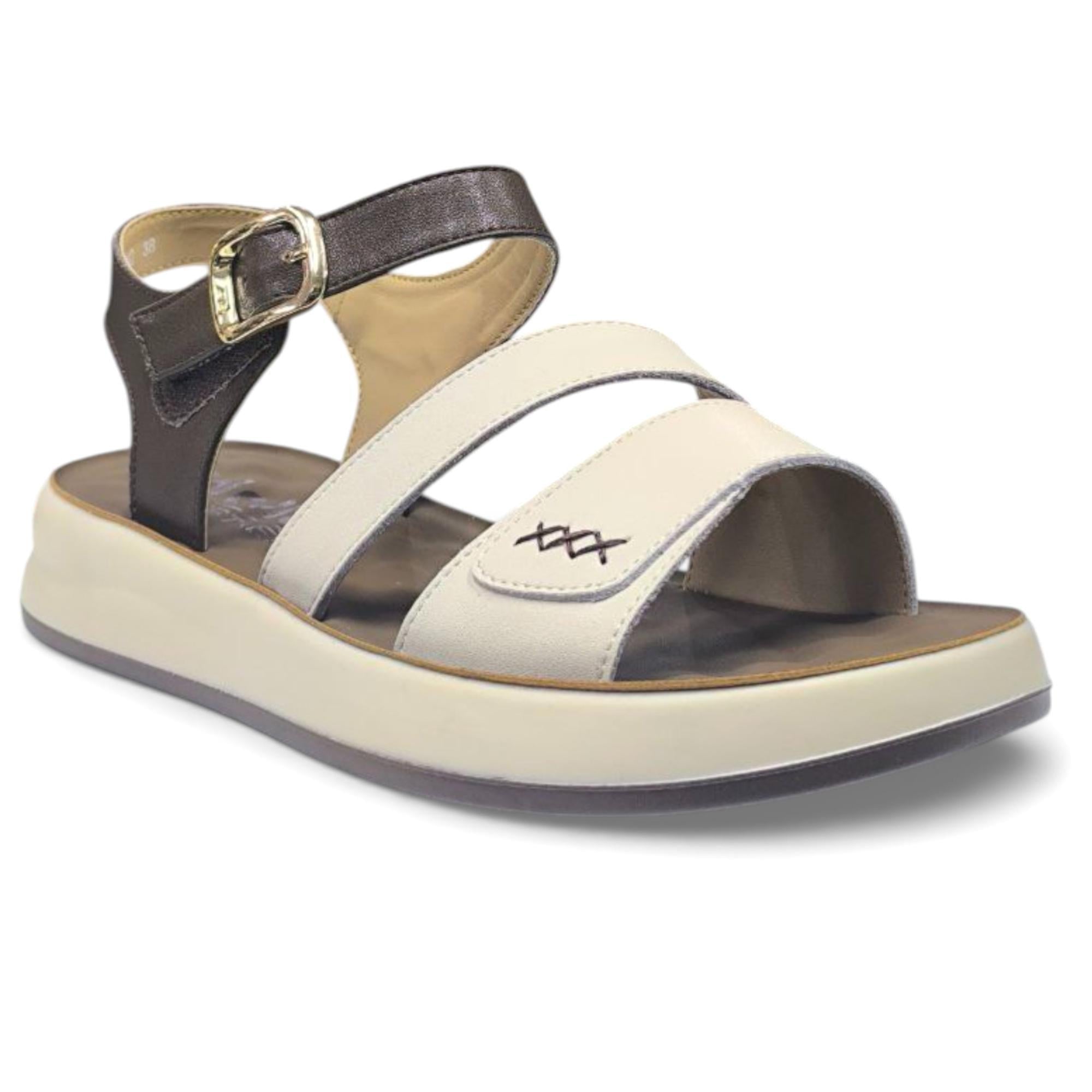 Босоножки женские летние Wollen р. 39 Бело-коричневый (060217-39)