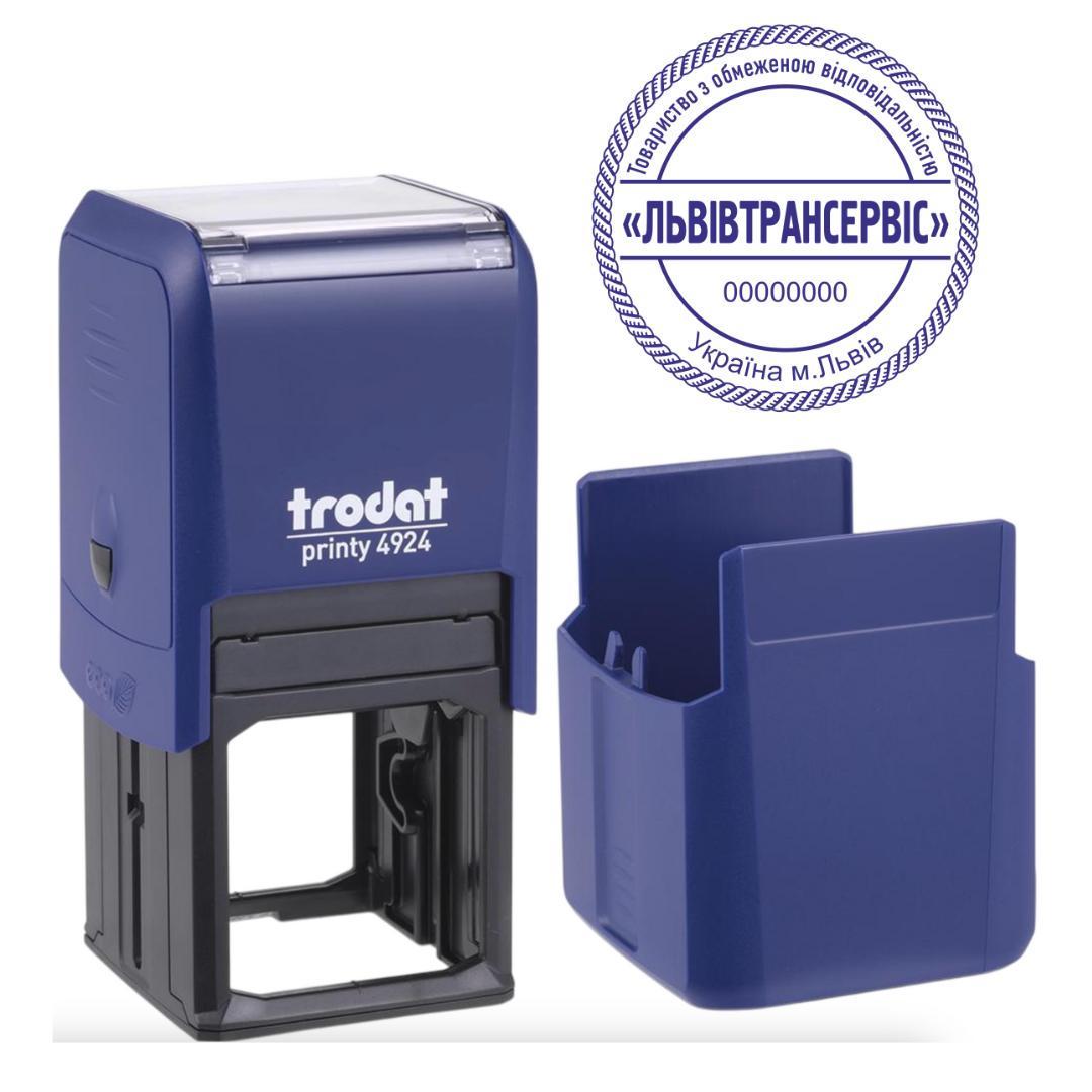 Печатка ТОВ на автоматичному оснащенні Trodat 4924 d 40 мм з ковпачком Синій (ТОВ3/4924/BL)