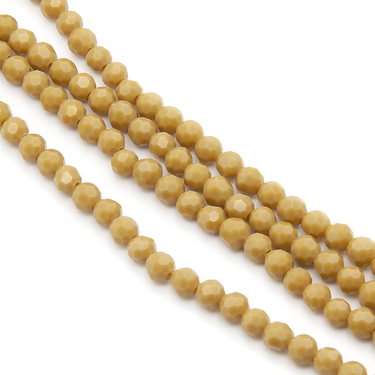 Бусины хрусталь огранка шар 95 шт. 37 см 4 мм Горчичный (БС0004х35)