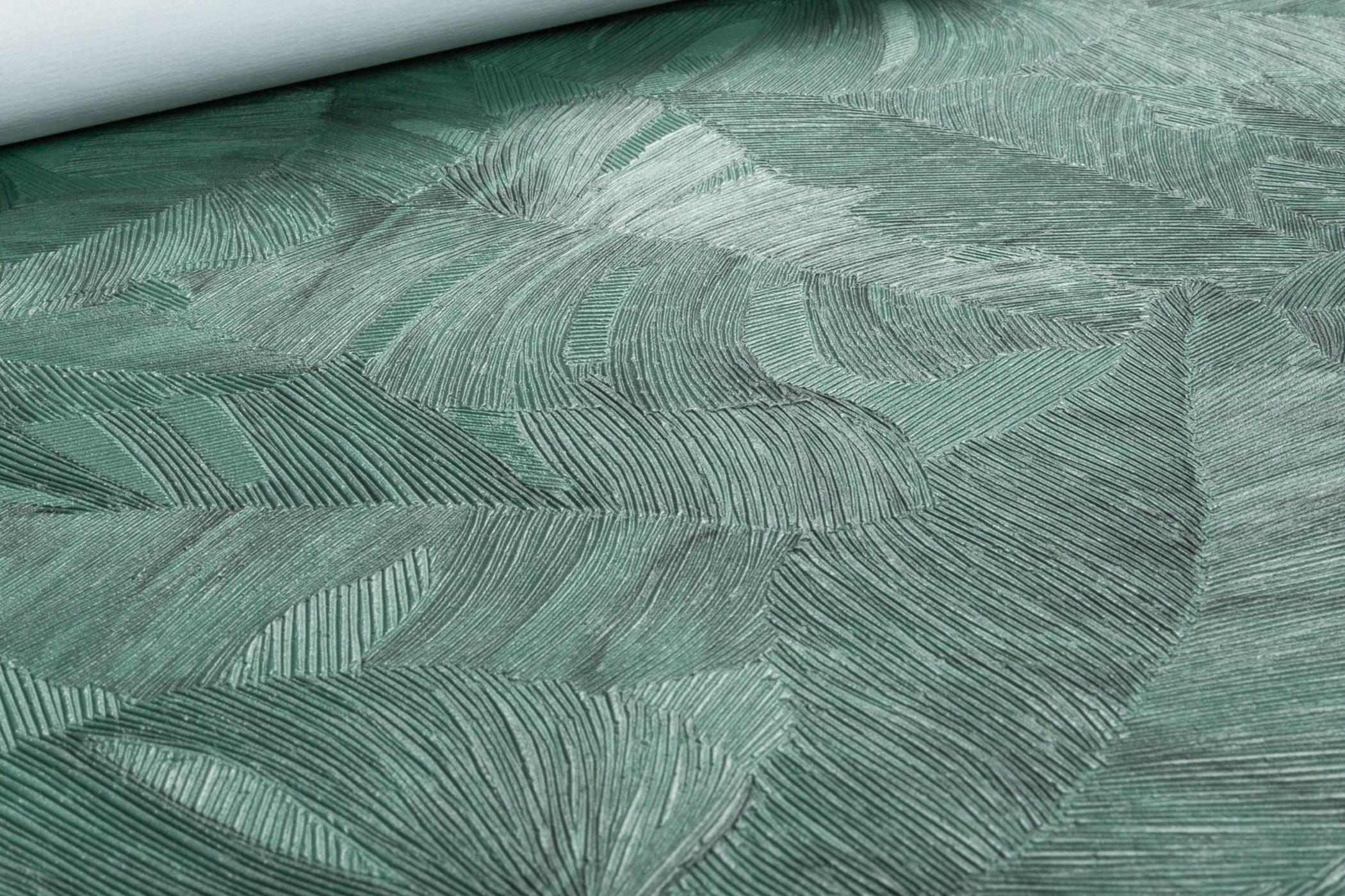 Обои флизелиновые GrandecoLife Karuna A67601 Декор винил горячего тиснения 0,53х10,05 м Зеленый