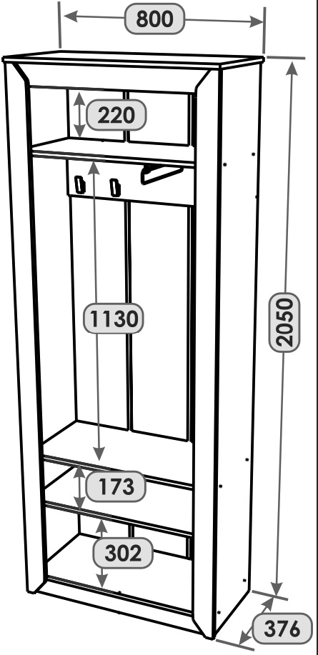 Пенал Everest Нордик 800 закрытый с зеркалом 800х376х2050 мм Дуб крафт золотой/Белый (11168) - фото 2 Пенал Everest Нордик 800 закрытый с зеркалом 800х376х2050 мм Дуб крафт золотой/Белый (11168) - фото 2