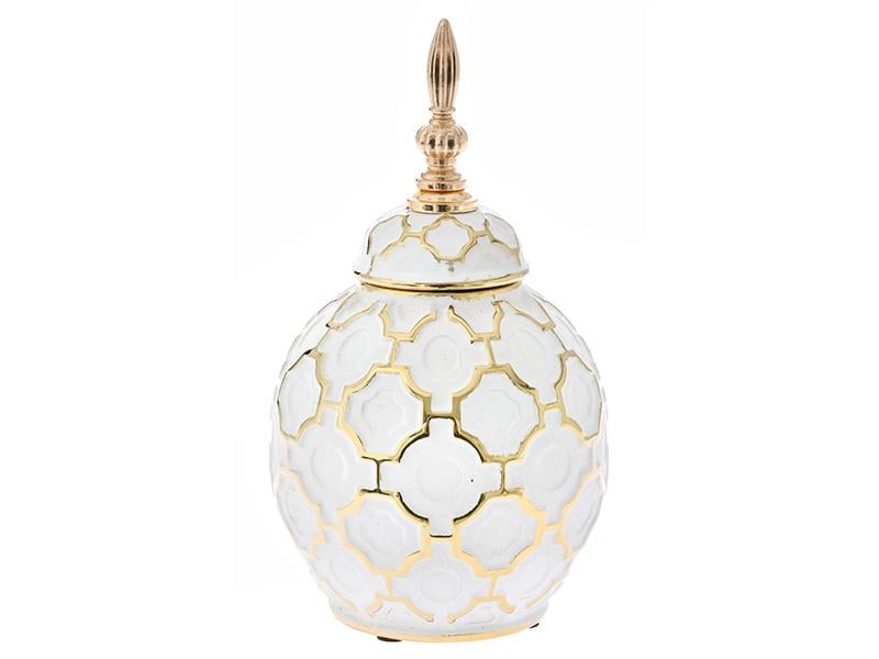 Настольная керамическая ваза с крышкой Light House Фаберже 28,5 см Белый