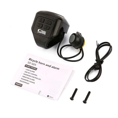 Велосипедна кодова сигналізація велодзвінок SunDing SD-605 4xLR44 Black (439284)