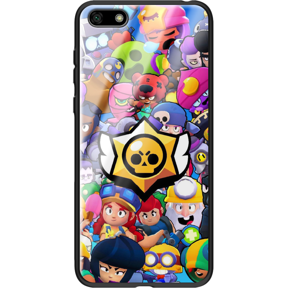 Чехол BoxFace Huawei Y5 2018 Brawl Stars Черный силикон со стеклом (33370-up2389-37727)