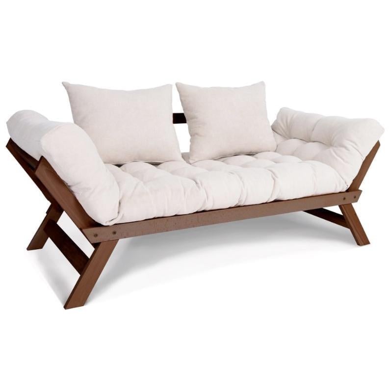 Диван-футон розкладний Woodman Allegro з масиву дерева Горіховий/Кремовий